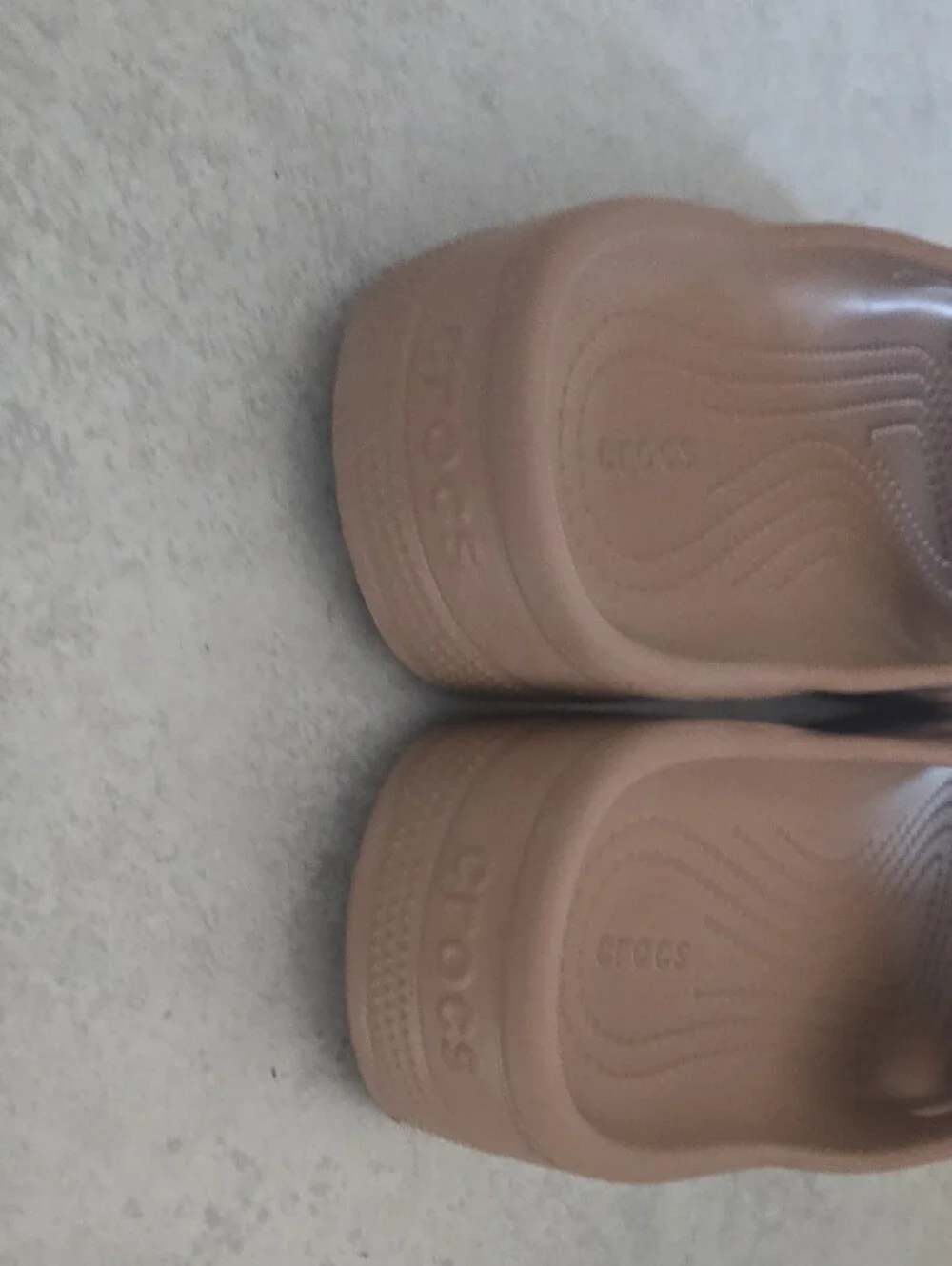CROCS Tan Crosstrap Slide Sandals